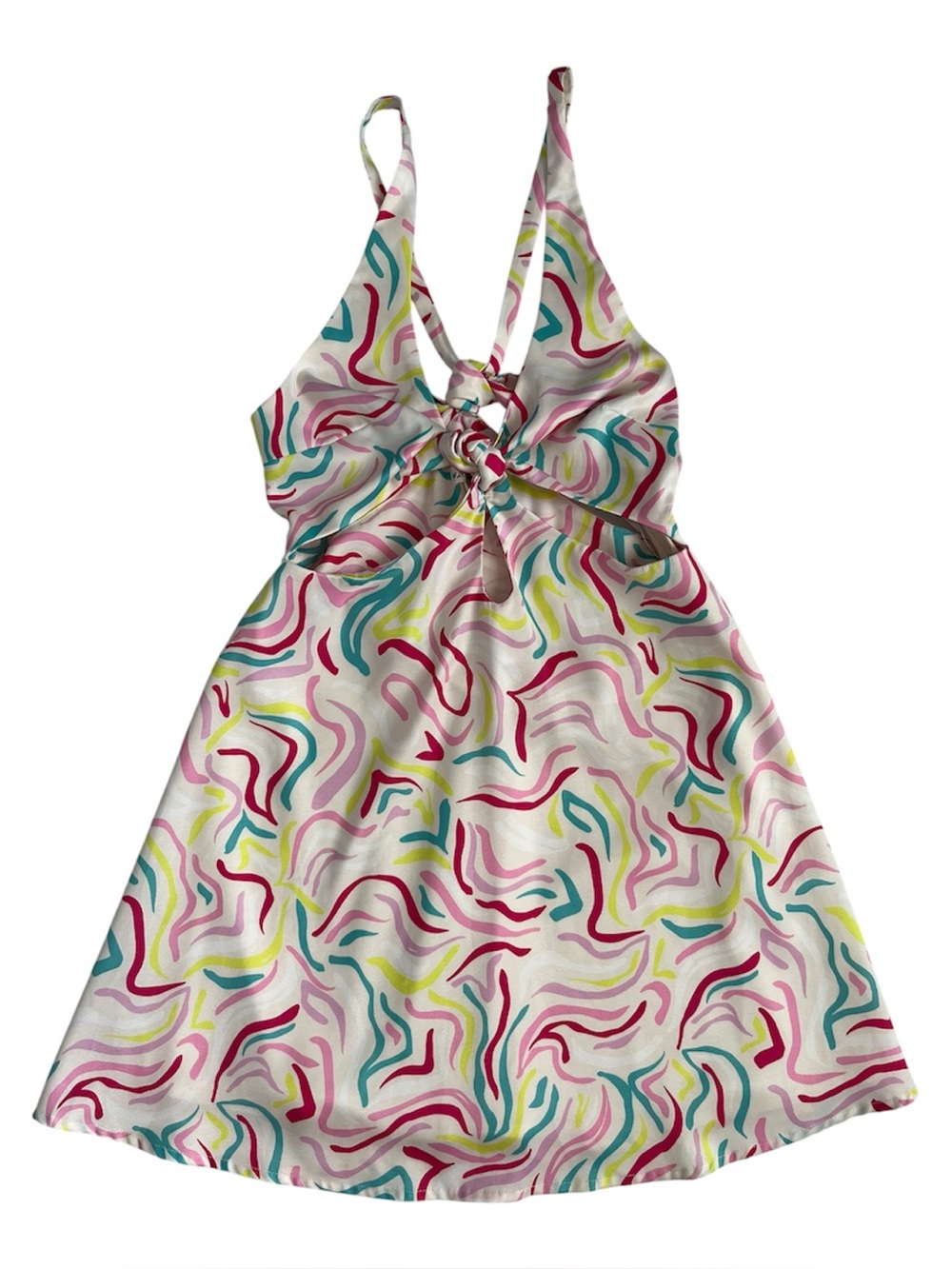 For Love and Lemons Palmer Retro Print Cutout Satin Mini Dress
